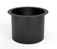 Socle de table cylindrique en fer noir thermolaqué robuste, grande colonne métallique, design moderne pour restaurant extérieur