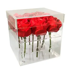 Mooie Forever Eeuwige Bloemen Bewaard Rozen In Clear Acryl Box Cover Voor Valentijnsdag