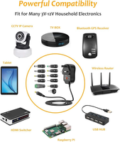 Adaptateur secteur universel 34W 3V 4.5V 5V 6V 7.5V 9V 12V 2A Max avec 10 connecteurs DC, port USB 5V 2A pour appareils électroniques domestiques
