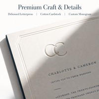 Invitations de mariage haut de gamme personnalisées en papier cartonné coton avec lettrage en relief, carte postale, liste des invités, carte de menu