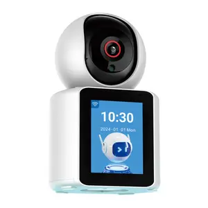 Night Vision 2.8 Inch LCD IPS High Quality IPC 4MP WiFi Indoor Dual Microphone Intercom CCTV Wireless PTZ Camera