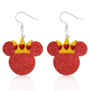 Pendientes de acrílico al por mayor, novedad de Navidad, diseño de ratón de resina con lazo, circulares, estilo anime, para niñas - Product Image 1