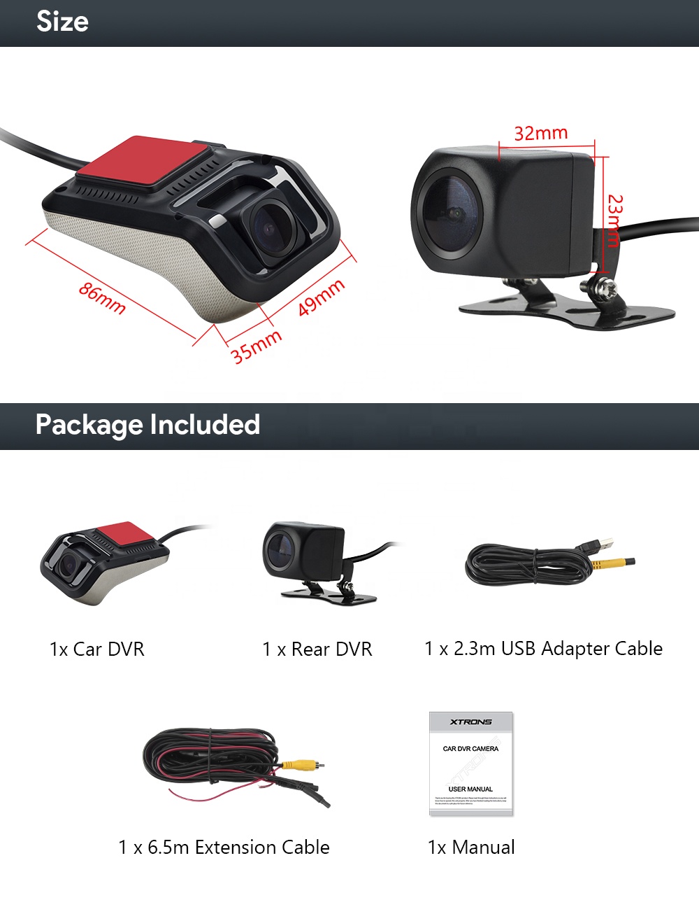 Dashcam Vidéo Full HD 1080p Caméra Avant pour Voiture Discrète et