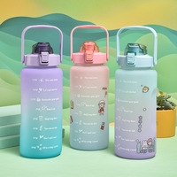 Botella de Agua Deportiva Ecológica Kingwise de 2L con Infusor de Té, Jarra de Agua Personalizada para el Regreso a Clases con Marcador de Tiempo, Apta para Lavavajillas