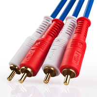 Câble répartiteur audio stéréo mâle 24K plaqué or 2RCA pour TV Lecteur DVD Amplificateur CD Platine Haut-parleur Paire torsadée Ordinateur
