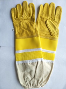 Nuovi Guanti da Apicoltura in Pelle di Capra Spessa con Polsino Lungo, Protezione per il Polso in Pelle Spessa e Tela Gialla per Apicoltura - Product Image 2