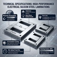 Noyau de transformateur en tôle d'acier au silicium laminé EI sur mesure 0,5 mm CRNGO, acier électrique non orienté à faible perte magnétique
