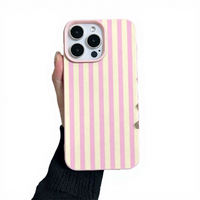 Coque de téléphone antichoc à rayures verticales style streetwear tendance pour iPhone 17 Pro Max, 16 Pro Max, 15, 14 – Vente en gros pour filles