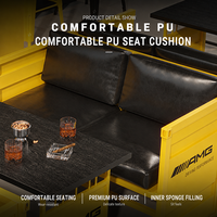 Ensemble de bar de style conteneur en bois de pin jaune moderne, avec panneau logo et sièges rembourrés, pour salle à manger, durable, fourni par le fabricant