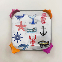 10 pièces personnalisé océan thème brodé patchs ensemble 3D mer Animal baleine tortue ancre poisson Applique PVC feutre bricolage repassage Badge chapeau