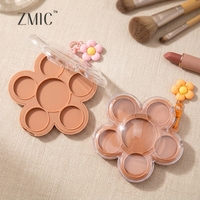 6 Pan Nude Flower Shaped Empty Eyeshadow Palette Empty Blush Highlighter Palette Plastik Eyebrow Concealer Palette dengan Aksesoris