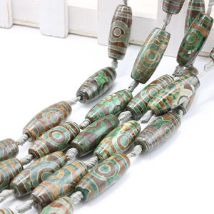 2022 metodo antico agata tibetano a tre occhi dzi bead vecchie perline sciolte caffè verde antico parti di gioielli fai da te - Product Image 3