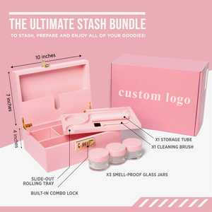 Vassoio di bambù con coperchio più scomparti, scatola di stoccaggio di bloccaggio, accessori per l'organizzazione del tabacco - Product Image 2
