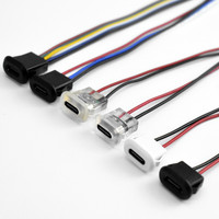 Connecteur femelle USB-C de type panneau LN-001 pré-câblé, boîtier blanc, prise de charge USB-C avec fils à souder pour câble personnalisé