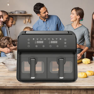 Four <span class=keywords><strong>friteuse</strong></span> à <span class=keywords><strong>double</strong></span> air 9L à écran tactile <span class=keywords><strong>Friteuse</strong></span> électrique domestique 2 paniers indépendants Four intelligent CE CB KA01004 Forme carrée - Product Image 2