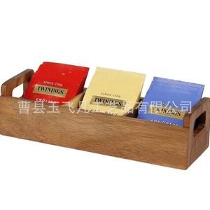 <b>Solid</b> <b>Wood</b> Tea Bag Box 24x8x6.6cm Sturdy Storage Organizer For Tea Room - Product Image 2
