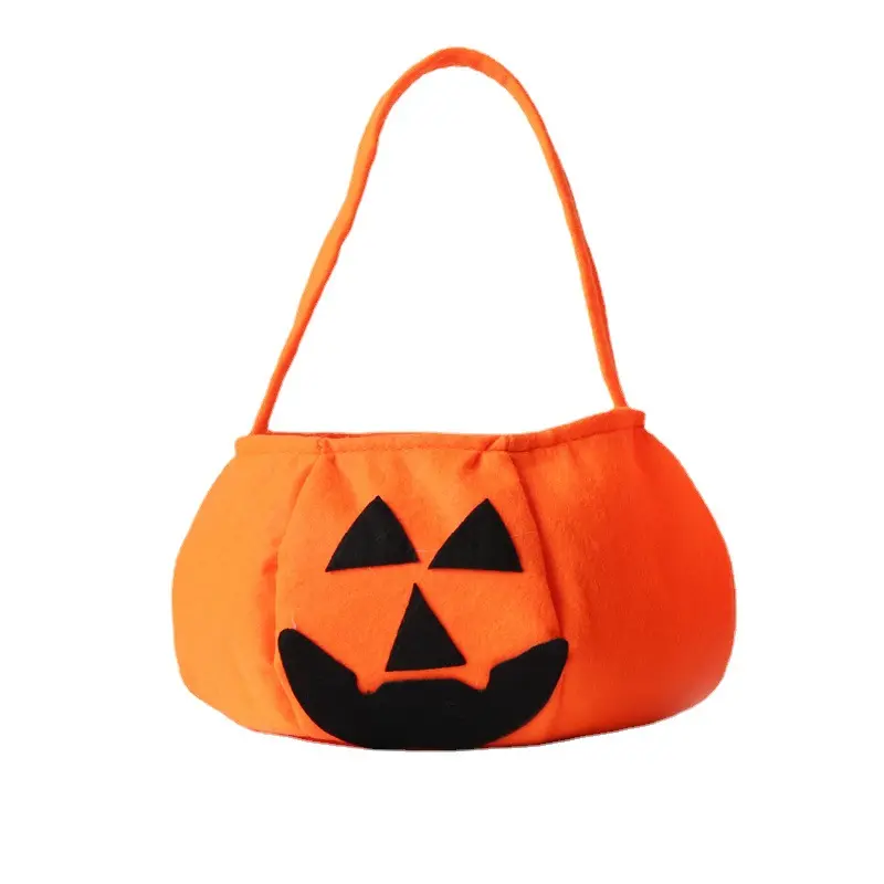 Sac à bonbons Halloween pour enfants Sac non-tissé pour Halloween Fantôme Citrouille Crâne Feutre Tissu Accessoires décoratifs Sac à citrouille Halloween