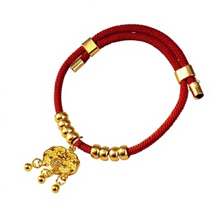 Adjustable Gold Lock <b>Pet</b> <b>Collar</b> For Small Cats Luxury Red Rope With Golden Charm And Beads Zhejiang Origin - Product Image 1
