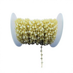 Cadena de Rosario con Cuentas Facetadas de Circonia Cúbica Amarilla de 3mm - Product Image 1