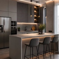 Armoire de cuisine moderne de haute qualité, écologique, en contreplaqué et PVC, avec tiroir à fermeture douce en forme de U