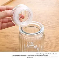 Toples penyimpanan kaca transparan desain Modern, untuk dapur, Jam biji-bijian bumbu, teh, nasi, untuk penggunaan pesta