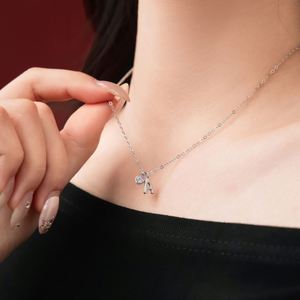 Dylam -A- <b>Initial</b> Necklace Rhodium Plated 925 <b>Silver</b> 5A Zirconia Tiny Letters Monogram <b>Pendant</b> Necklaces for Women - Product Image 3