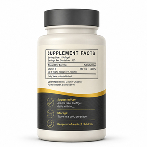 Vitamine E Naturelle Pure en Gros 400 UI Extrait Supplémentaire Tocotriénols 300 mg Antioxydant Adulte Gélules Souples 60 Unités Support ODM/OEM - Product Image 6