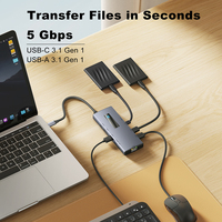 Hub USB Portátil de Alta Calidad con 10 Puertos, Estación de Acoplamiento USB y Hubs USB Multipuerto de Alta Velocidad, Hub USB-C OTG para Laptop