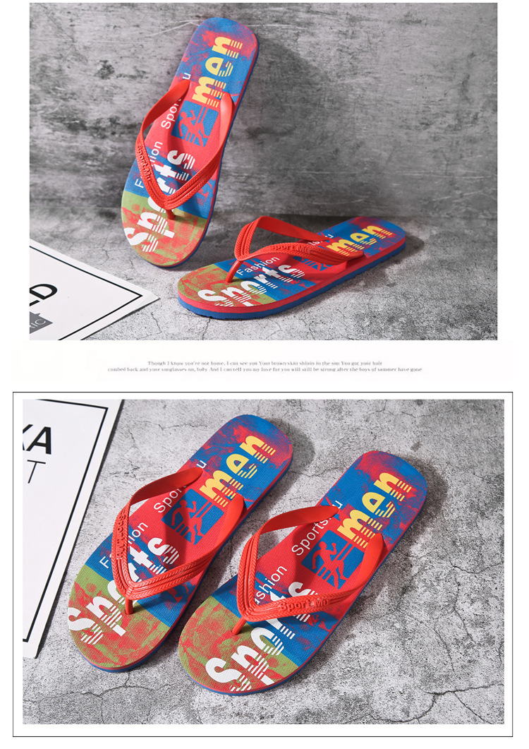 Custom Printing Rubber PE Filp Flops Two-color Monogram Print Flipflops Men Wholesale