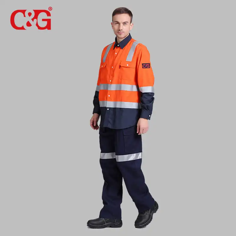 Safety Reflective Nomex Kemeja dan Celana Uniforme De Trabajo Overol Reflejante
