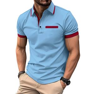 Camiseta Casual para Hombre, Lisa, con Bolsillo en el Pecho, Cierre de Botones, Estilo Business, Bloques de Color, Tejido Anti-Pilling, 180 Gramos - Product Image 4
