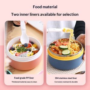 900Ml <b>Microwave</b> Safe Instant Noodle Bowl 304 Stainless Steel Bowl Lunch Box With Lid Spoon and Fork Drainable Bowl Bento - Product Image 4