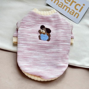 Pull rayé pour chien, vêtements d'hiver doublés de polaire pour chiens de taille moyenne, Teddy Shiba Inu Corgi, Design mignon, couleur rose et bleu - Product Image 4