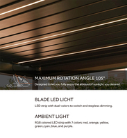 DEEZON Kit de pergola à persiennes en aluminium rétractable électrique d'extérieur étanche avec arche et gazebo pour pavillon de jardin