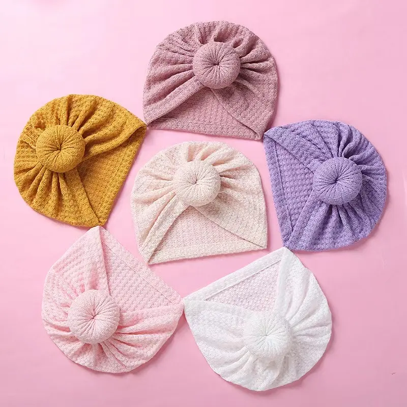 European And American Style Baby Girl Soft Waffle Woven Hats Headband Toddler Donut Turban Headbands