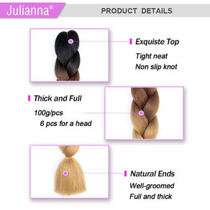 Julianna vendita calda Jumbo trecce per capelli 24 pollici africano Crochet treccia 100g all'ingrosso sintetico Yaki Ombre treccia capelli <span class=keywords><strong>extension</strong></span> - Product Image 6