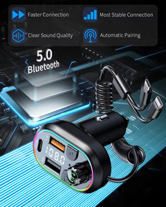 <span class=keywords><strong>Adaptateur</strong></span> émetteur FM pour voiture BT5.0 Lecteur MP3 Radio, 20W Type C PD 3.0 Fast <span class=keywords><strong>USB</strong></span> Car Adaptador Cargador - Product Image 4