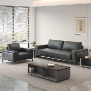 लक्जरी काले चेस्टरफील्ड चमड़े के सोफे घर कार्यालय हॉल और कार्यालय उपयोग के लिए सरल डिजाइन - Product Image 2