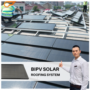 Tuiles solaires de <span class=keywords><strong>toit</strong></span> de bâtiment vert de pologne 2023, système de toiture plate noire photovoltaïque - Product Image 1