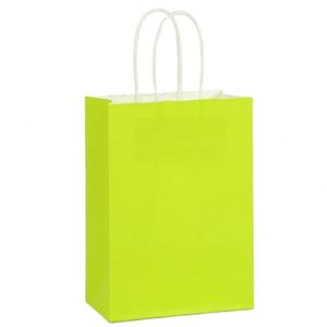 Bolsas de Compra de Papel Kraft Verde Claro Personalizadas de 8.27*4.33*10.63 Pulgadas, Material Biodegradable Impreso con Asa para Uso en Centros Comerciales - Product Image 1