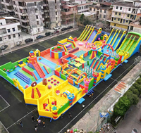 Parcours d'obstacles gonflable bleu et jaune Hualong, qualité commerciale, pour enfants, pour parcs urbains