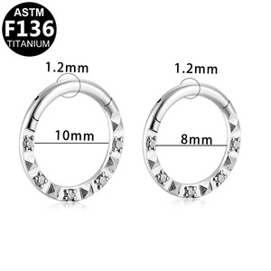 Anneau de nez en titane F136 avec incrustation de zircon en forme de cœur, bijoux de piercing 8mm 10mm 12mm - Product Image 5