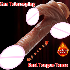 Venta al por mayor juguetes sexuales para adultos consolador grande realista para mujeres calentamiento estirable vibrador D52 - Product Image 3