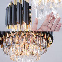 Lustre Suspension Doré Décoratif Européen Lumière Pendante Moderne pour Maison et Hôtel en Cristal