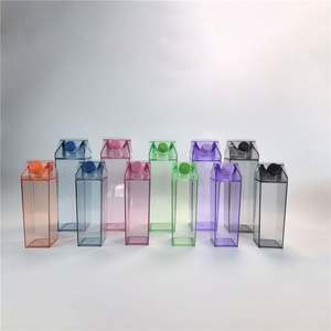 Custom Logo Transparent Acrylic <b>Milk</b> <b>Box</b> 500Ml/1000Ml Reusable Square Plastic <b>Milk</b> Carton Direct Drinking Bottle for for Parties - Product Image 1