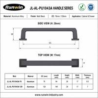 Poignée de meuble élégante et durable en alliage d'aluminium noir mat, 76/128 mm, pour cuisine moderne, villa, armoire, chambre à coucher, commode