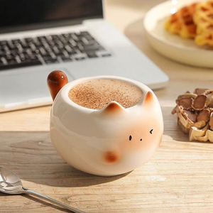 Taza de Cerámica con Forma de Gato de Dibujos Animados, Diseño Bonito, Apta para Microondas y Lavavajillas, para Café/Agua/Leche, Regalo Perfecto - Product Image 1