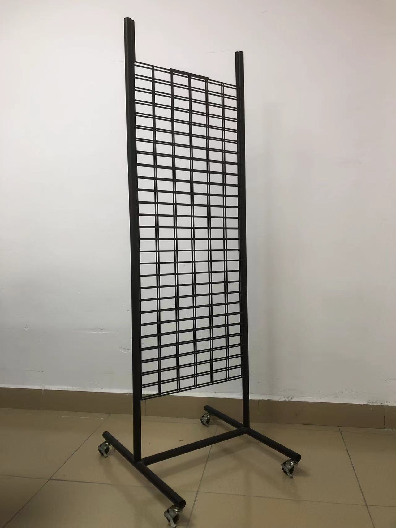 Hot Sale Simple Metal Display Rack Wire Plate Double-side Floor Stand Shelf with Movable Hooks for Supermarket — view 6