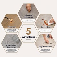 Revêtement de sol SPC robuste 5 mm, couche d'usure 0,7 mm, ignifuge, étanche, carreaux composites pierre-plastique à noyau rigide, système clic, pour intérieur