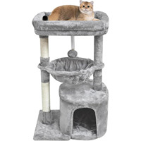Petit arbre à chat pour chats d'intérieur, tour d'activités pour chats avec poteau à gratter pour chatons, mobilier moderne pour chats avec panier
